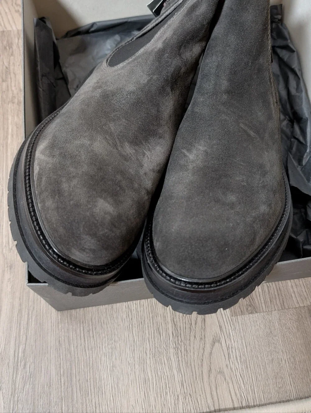 New Box Nero Giardini Men's Dark Grey Suede Boot Italy Size 44 US 10.5